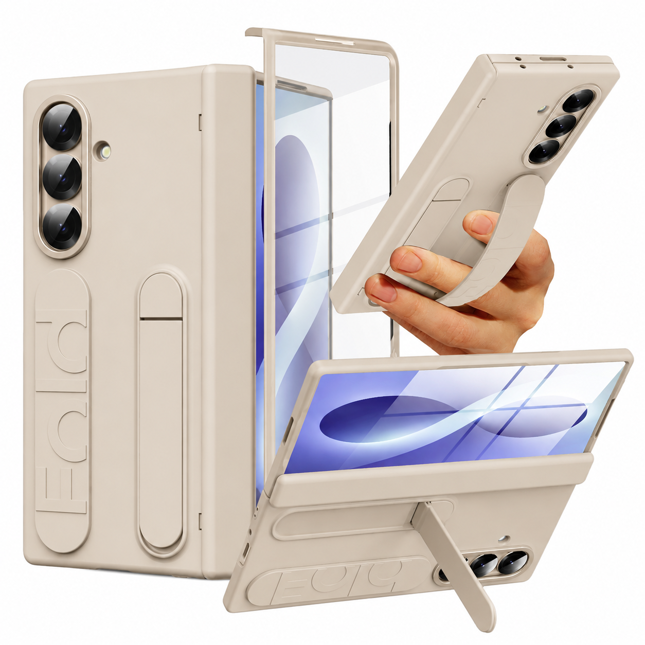 Samsung Galaxy Z Fold 6 Skin Feel Case with Silicon Band, Stand & HInge Protection