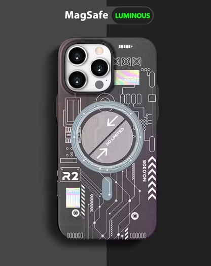iPhone 15 Pro Radium Glow Futuristic Tech Design Magsafe Case - Black