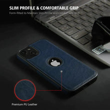 Fine Stitiching Phone 15 Leather Case Back Cover