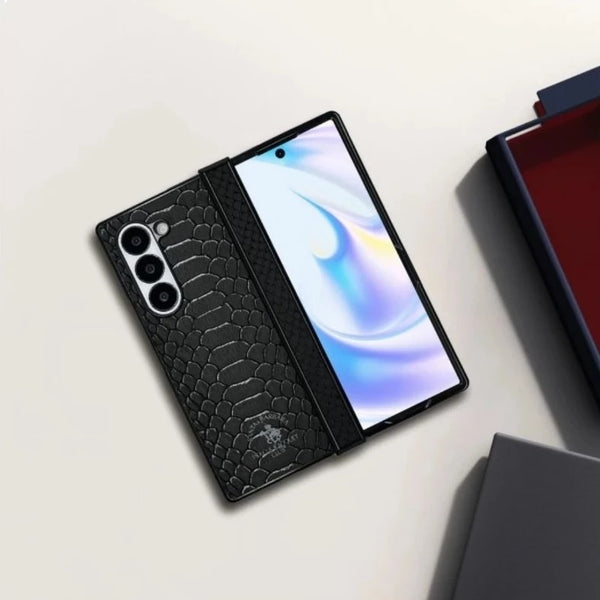Samsung Galaxy Z Fold 6 Santa Barbara Knight Series Leather Protective Shell with Hinge Protection