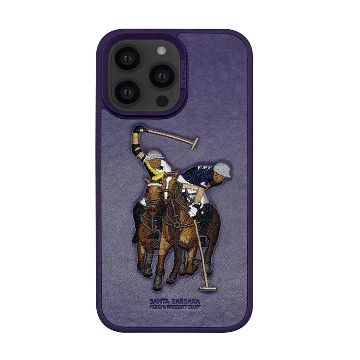 iPhone 14 Pro Max Santa Barbara Polo Jocky Series Leather Case - Purple