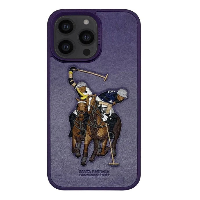 iPhone 14 Pro Max Santa Barbara Polo Jocky Series Leather Case - Purple