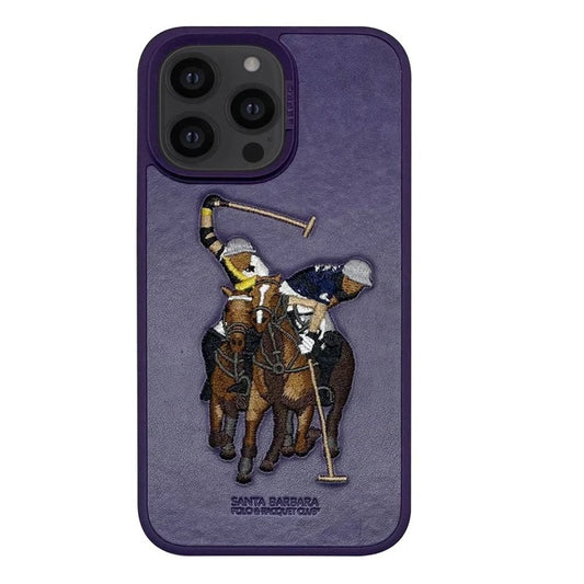 iPhone 14 Pro Max Santa Barbara Polo Jocky Series Leather Case - Purple