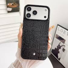iPhone 17 Pro Max Leather Cover Premium Look Leather Case - Black