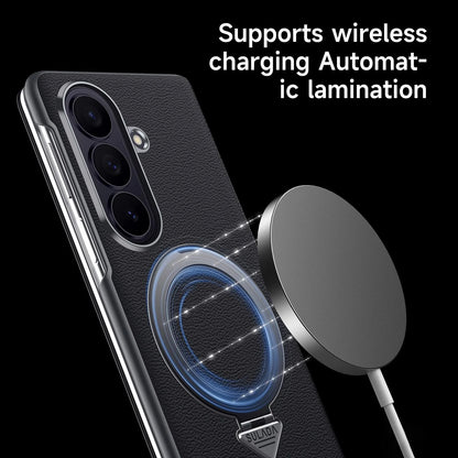 Samsung Z Fold8 Ultra SULADA Leather Case, S-View Window Magnetic Ring Holder Kickstand Cover with Magsafe