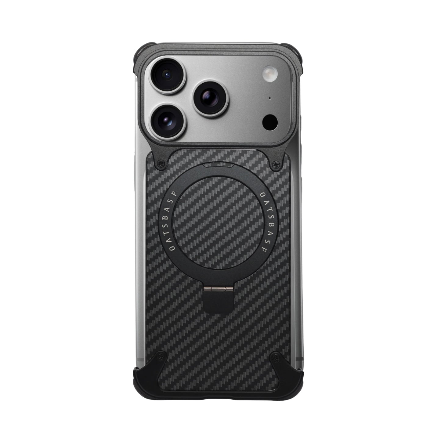 iPhone 17 Pro Max Metal Carbon Case with Stand and Magsafe - Black