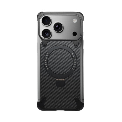 iPhone 17 Pro Max Metal Carbon Case with Stand and Magsafe - Black