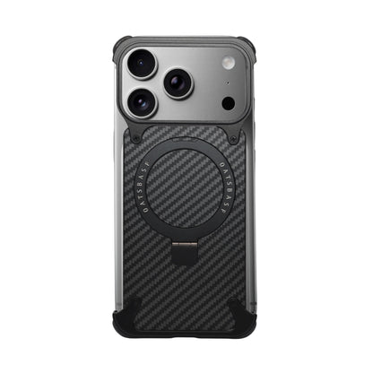 iPhone 17 Pro Metal Carbon Case with Stand and Magsafe - Black