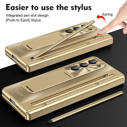 Samsung Galaxy Z Fold 6 Electroplating Back Cover Case with Kickstand, Stylus & Front Glass