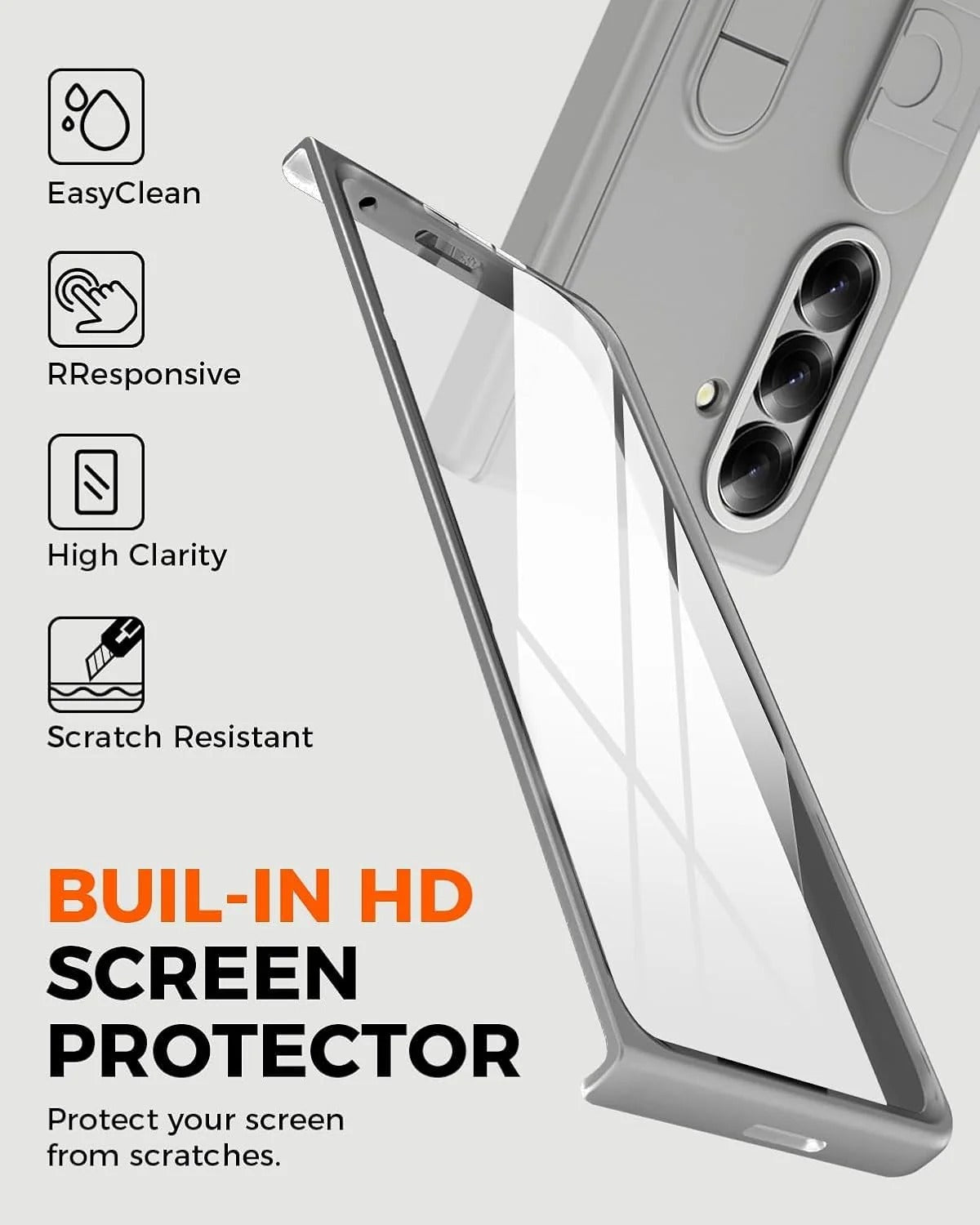 Samsung Z Fold8 Ultra Silicon Skin Feel Band Strip & Kickstand Case with Hinge Protection