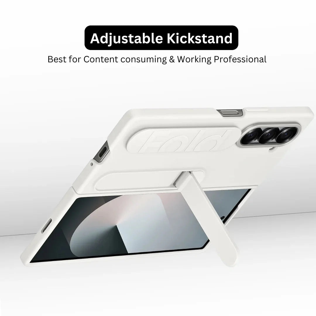 Samsung galaxy Z Fold 6 Matte Skin Feel Case with Inbuilt Band & Stand