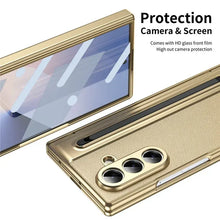 Samsung Galaxy Z Fold7 Plating Leather Case with Stylus & Glass Protection