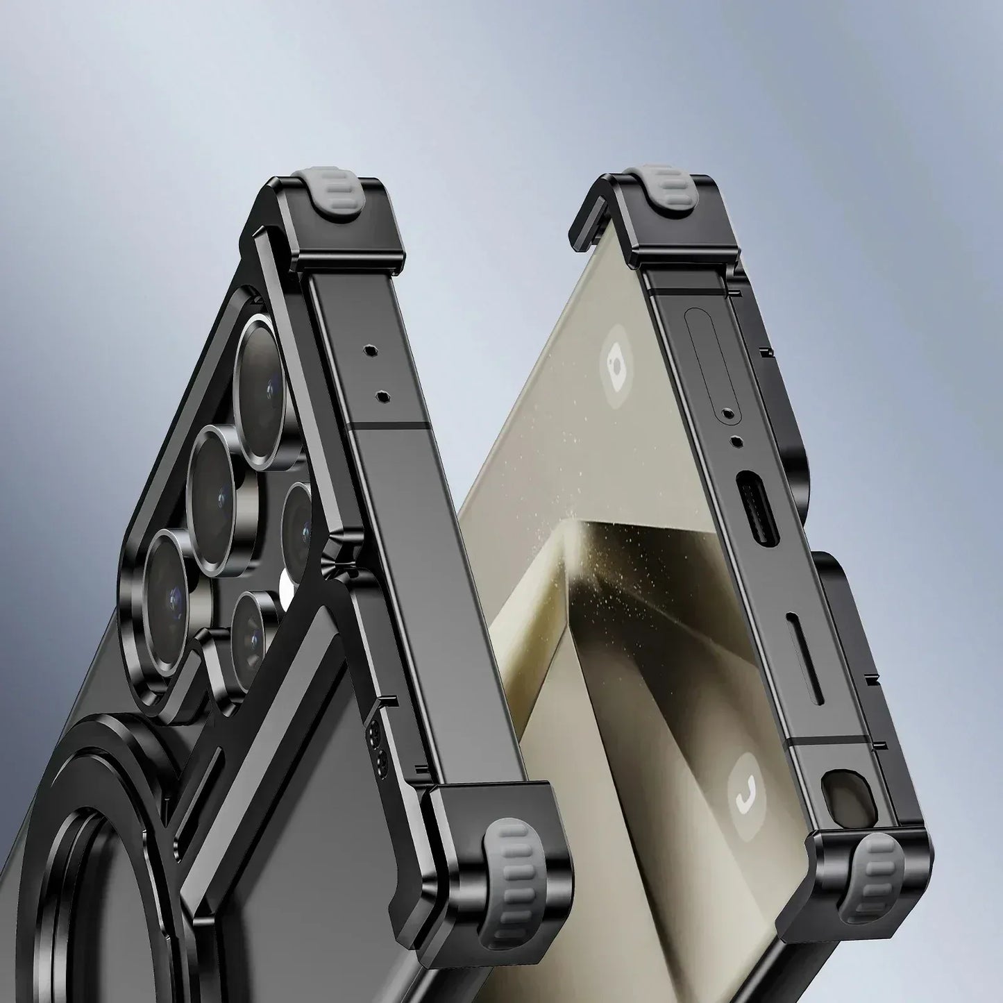 Samsung Galaxy 24 Ultra Metal Bumper Case with 360° Rotatable Magnetic Kickstand Ring