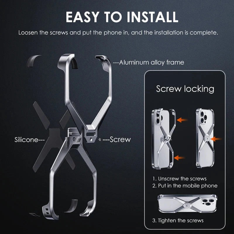 iPhone 16 Pro Max Rimless Metal Alloy Aluminum Bumper Case - Gold