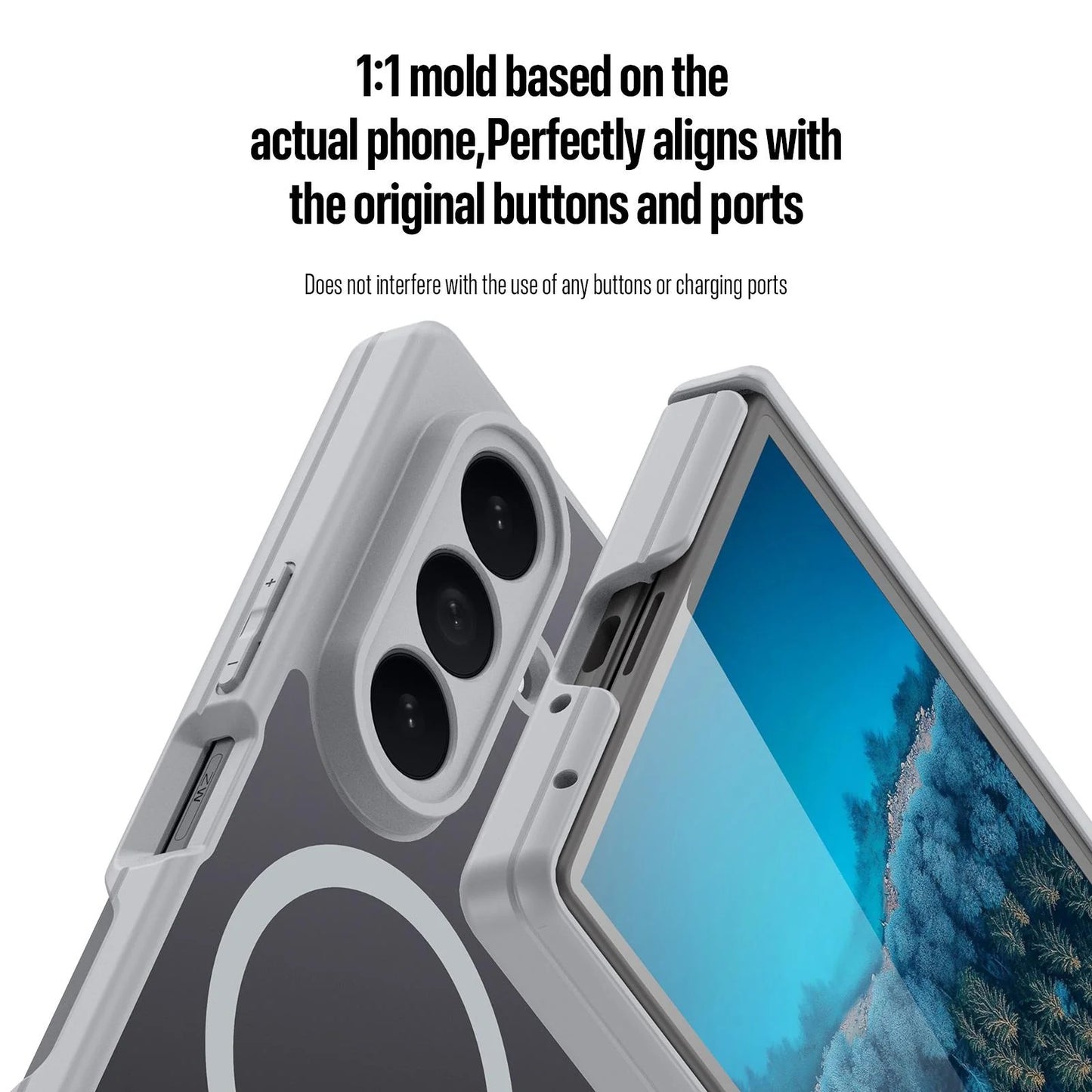 Samsung Z Fold8 Ultra Skin Feel Smoke, Dual Central Axis Magsafe Case with Hinge Protection