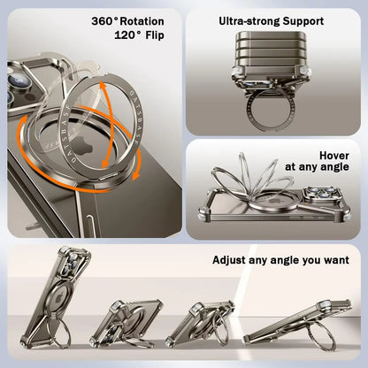 iPhone 16 Pro Max Framless Z Shape Metal Case with 360 Magnetic Ring & Magsafe - Desert