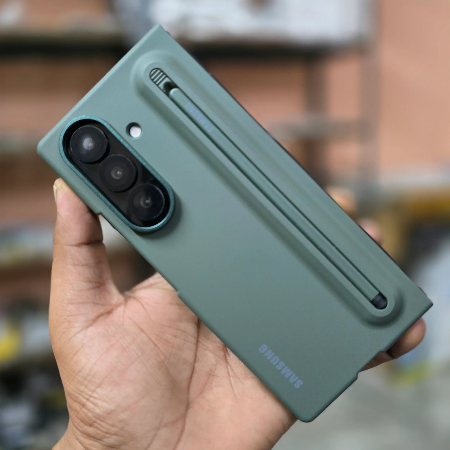 Samsung Galaxy Z Fold7 Skin Feel S Pen Case with Stylus - Green