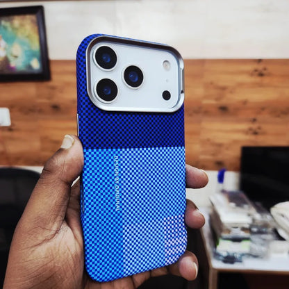 iPhone 18 Pro Max 0.8mm Ultrathin Carbon Fiber Texture Case with Magsafe - Blue