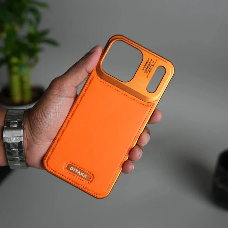 iPhone 18 Pro Max Aero Flex Metallic Leather MagSafe Case with Aroma - Orange