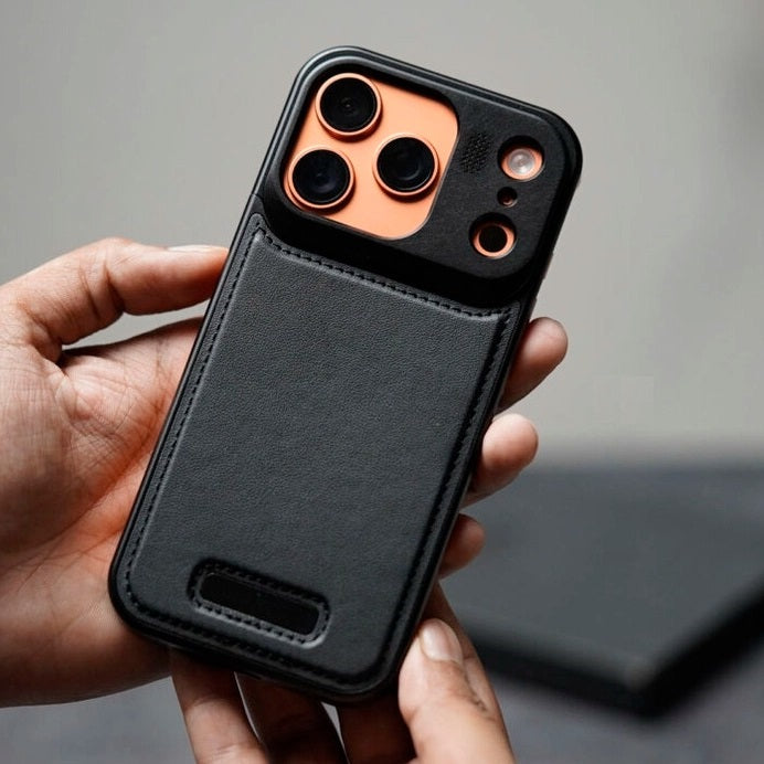 iPhone 17 Pro Aeroflex Aluminum Metal Leather Case with Fragrance Aroma - Black