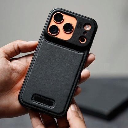 iPhone 17 Pro Aeroflex Aluminum Metal Leather Case with Fragrance Aroma - Black