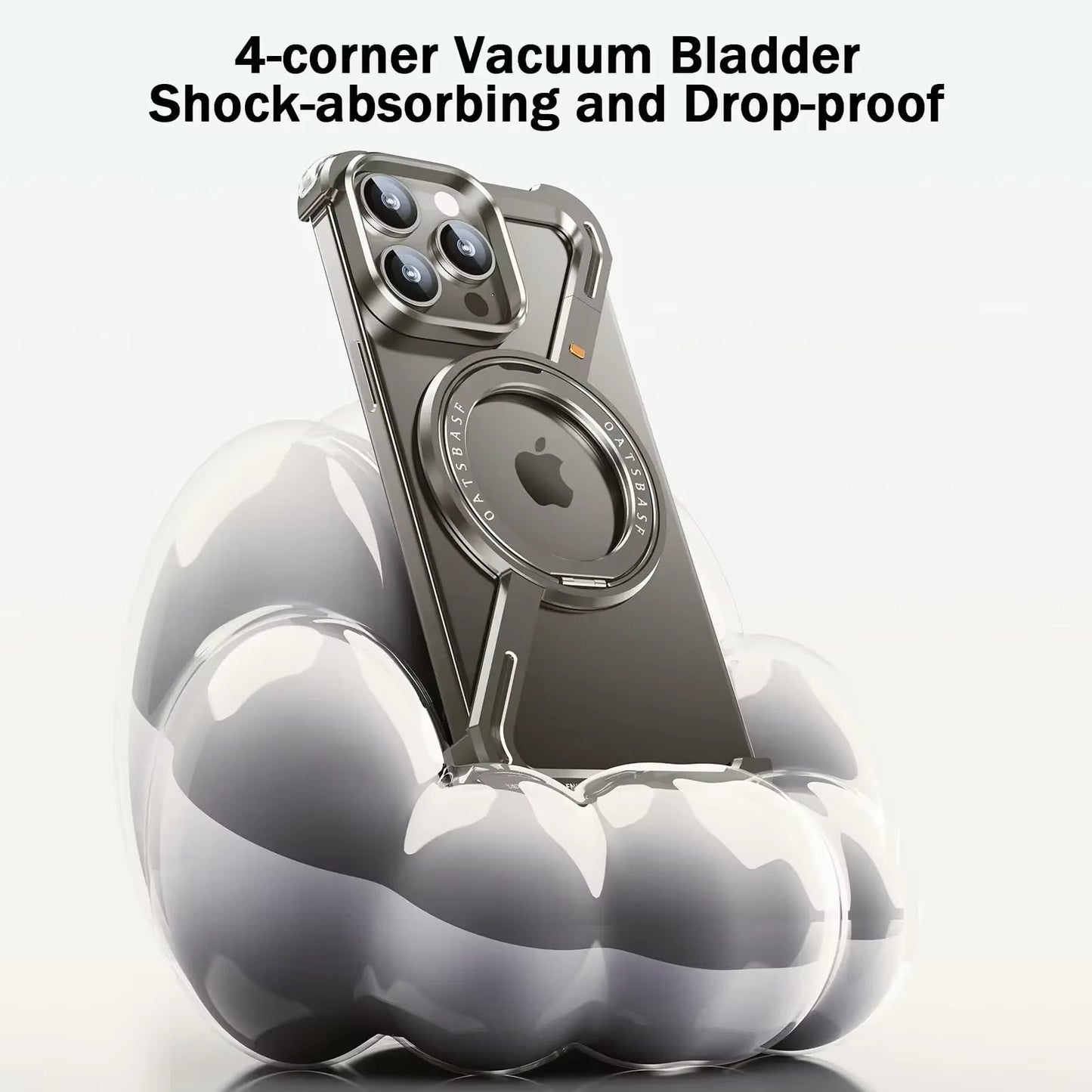 iPhone 16 Pro Max Framless Z Shape Metal Case with 360 Magnetic Ring & Magsafe - Desert