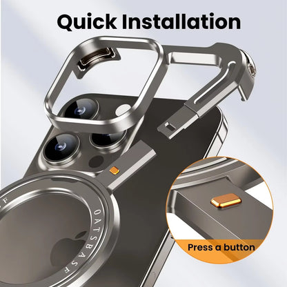 iPhone 16 Pro Max Framless Z Shape Metal Case with 360 Magnetic Ring & Magsafe - Desert