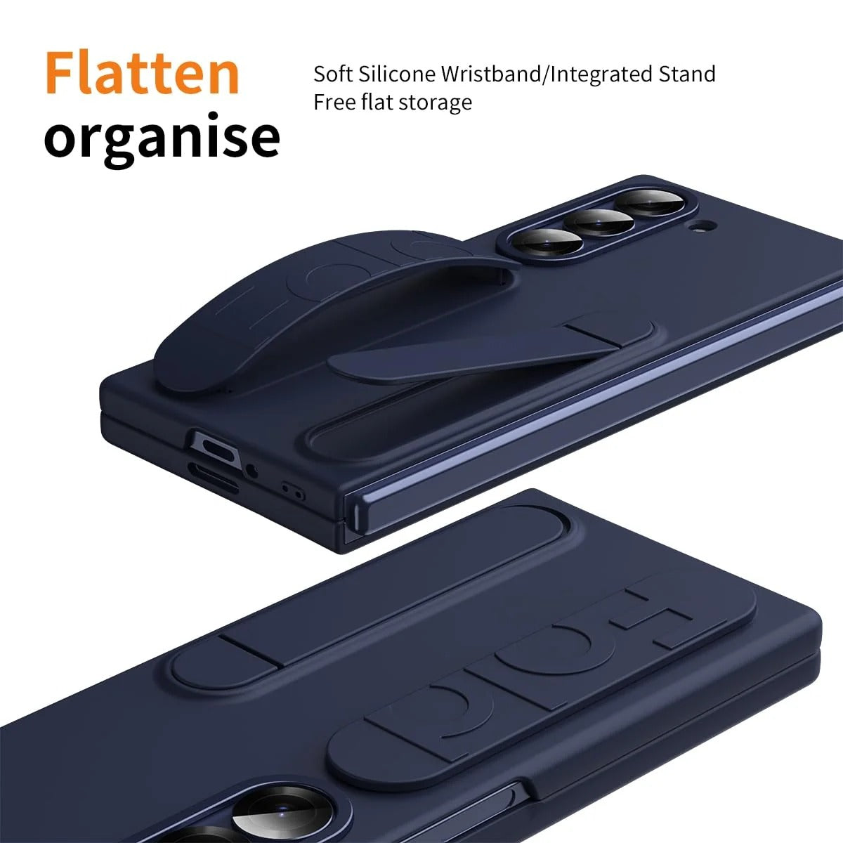 Samsung Z Fold8 Ultra Skin Feel Silicon Case with Kickstand & Band in Built Front Glass