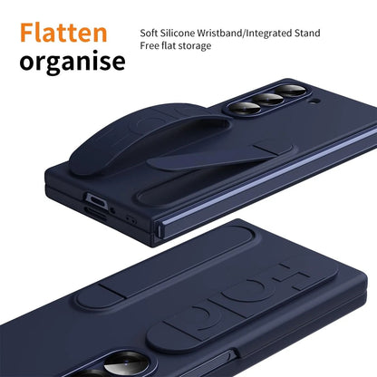 Samsung Z Fold8 Ultra Skin Feel Silicon Case with Kickstand & Band in Built Front Glass