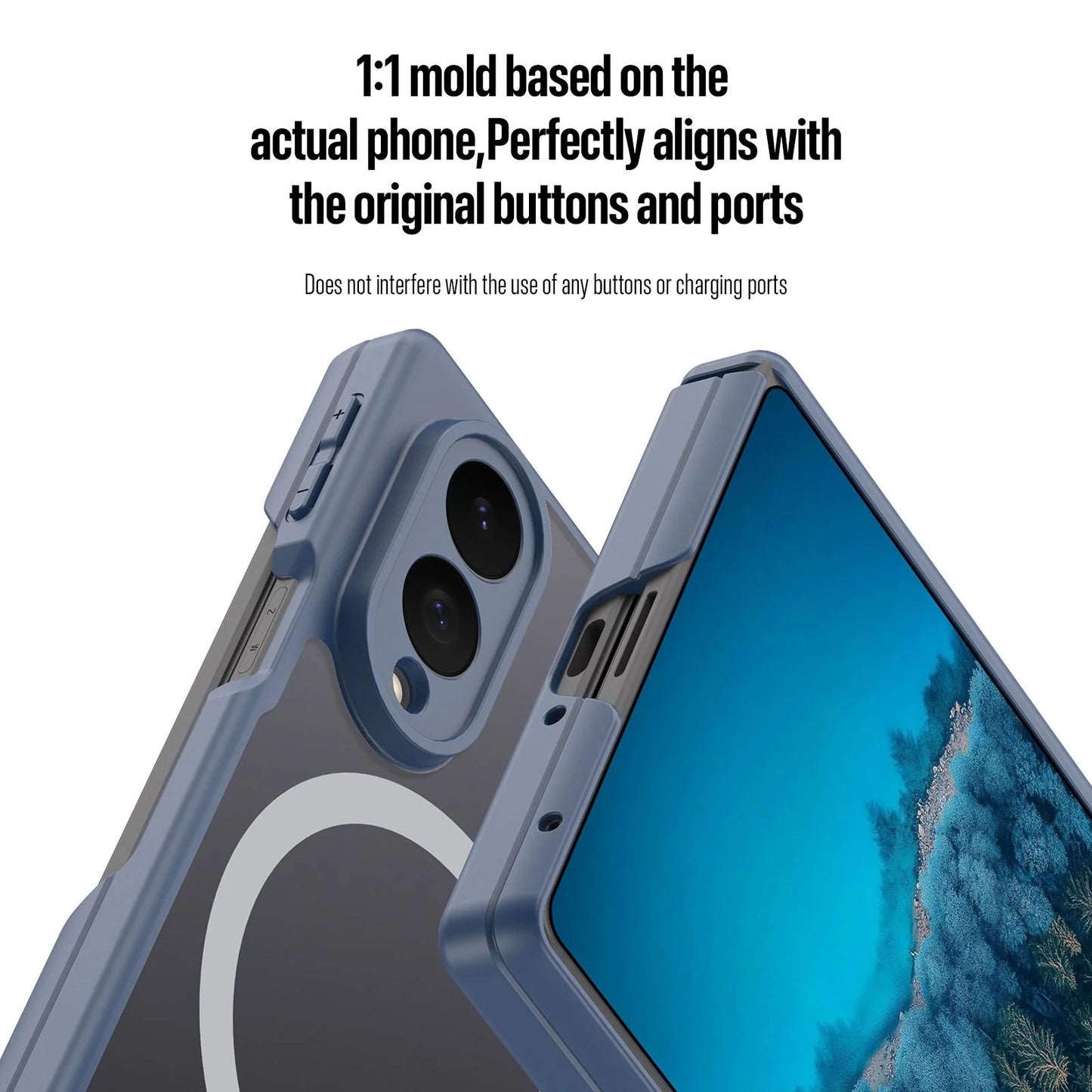 Samsung Z Fold8 Skin Feel Smoke, Dual Central Axis Magsafe Case with Hinge Protection