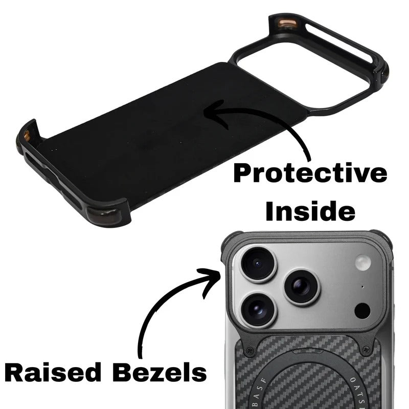 iPhone 18 Pro Max Metal Carbon Case with Stand and Magsafe - Black