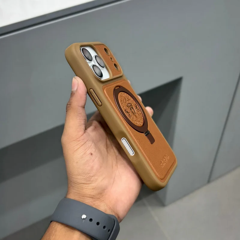 iPhone 18 Pro Max Leather Case, Original Santa Barbara Primo Series Leather Back Cover -Brown
