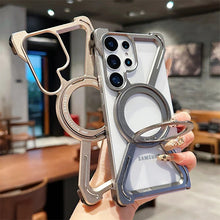Samsung Galaxy S26 Ultra Frameless Metal Bumper Case with Magsafe & 360° Rotatable Ring & Kickstand - Desert