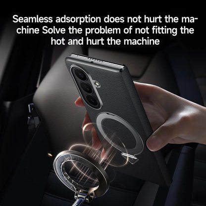Samsung Z Fold8 Ultra SULADA Leather Case, S-View Window Magnetic Ring Holder Kickstand Cover with Magsafe