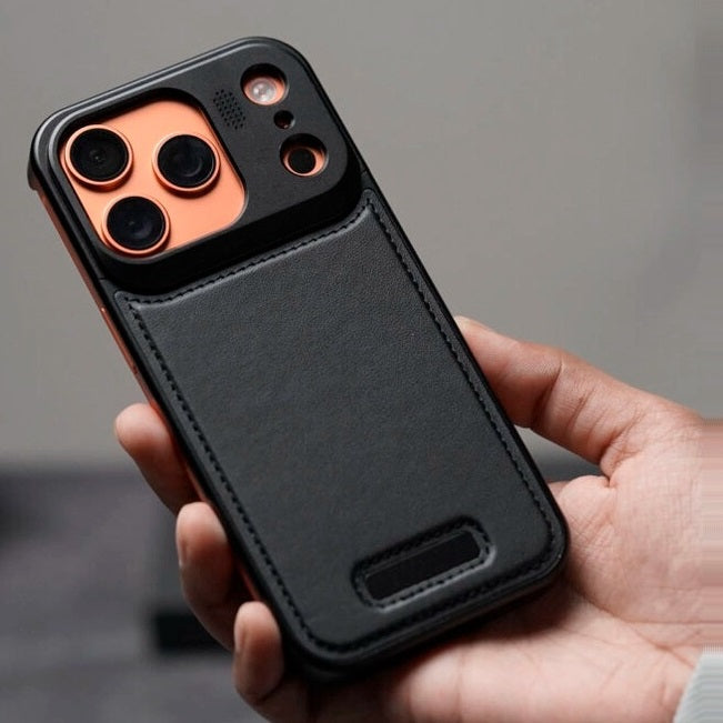 iPhone 17 Pro Aeroflex Aluminum Metal Leather Case with Fragrance Aroma - Black