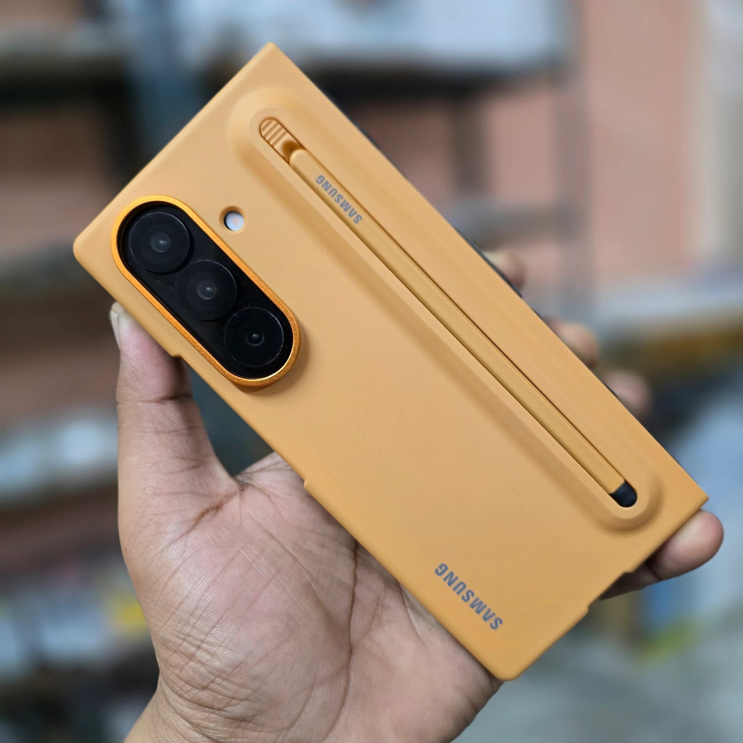 Samsung Galaxy Z Fold7 Skin Feel S Pen Case with Stylus - Orange