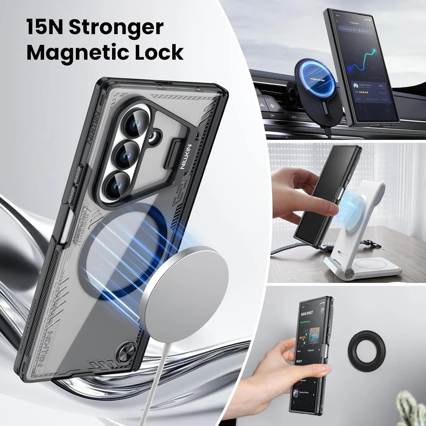 Samsung Z Fold8 Ultra Nillkin ICE-BLADE Series Corner Air Bags + Aluminum Camera Protect Stand Case with Magsafe