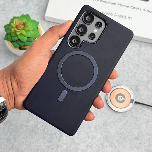 Samsung Galaxy S26 Ultra Leather Case with Metal Magsafe Ring - Violet