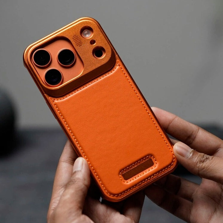 iPhone 17 Pro Aeroflex Aluminum Frame Leather Case with Fragrance Aroma - Orange