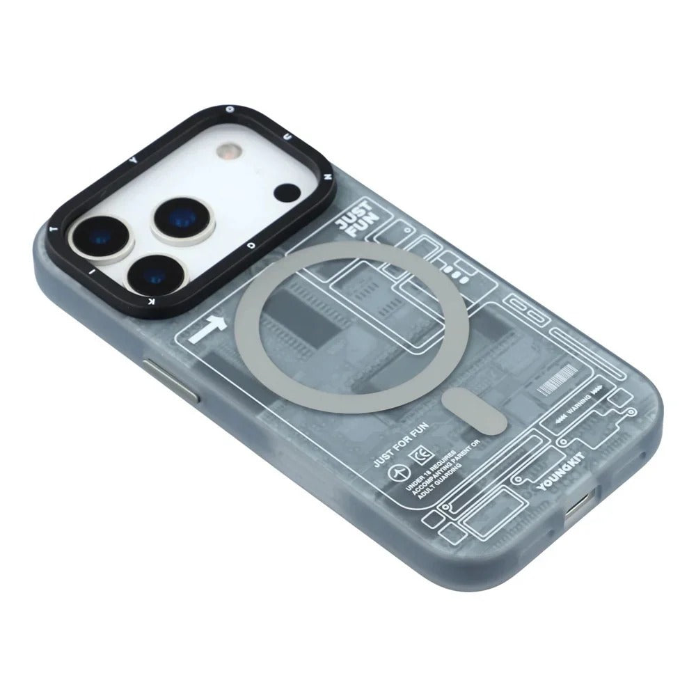 iPhone 18 Pro YOUNGKIT Case, Technology Series Matte Finish Magsafe Back Cover - Gray