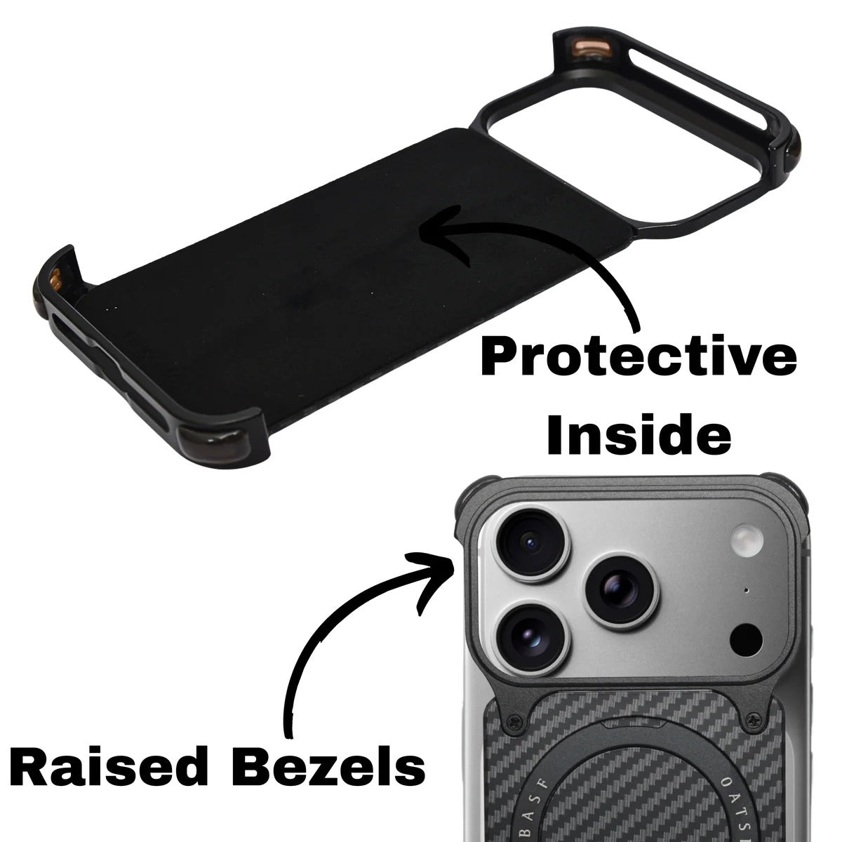 iPhone 17 Pro Max Metal Carbon Case with Stand and Magsafe - Black