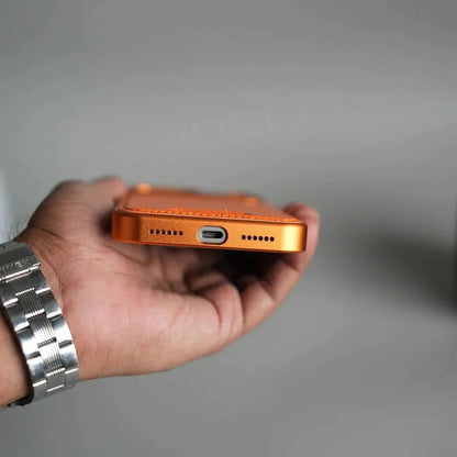 iPhone 18 Pro Max Aero Flex Metallic Leather MagSafe Case with Aroma - Orange