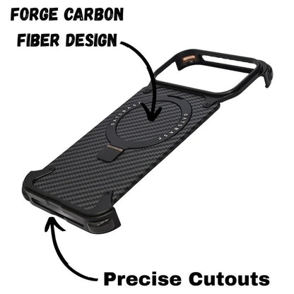 iPhone 18 Pro Max Metal Carbon Case with Stand and Magsafe - Black
