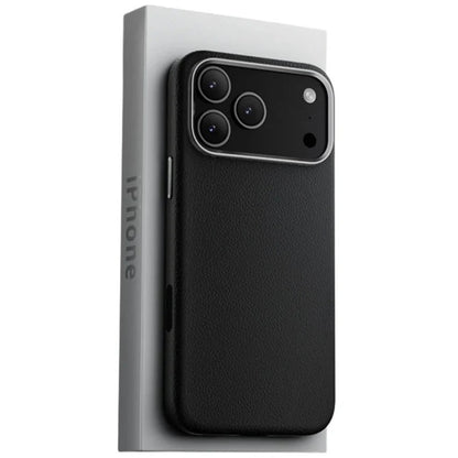iPhone 18 Pro Max Business Style Leather Case with NFC Button - Black