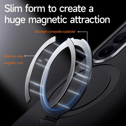 Samsung Z Fold8 Ultra SULADA Leather Case, S-View Window Magnetic Ring Holder Kickstand Cover with Magsafe