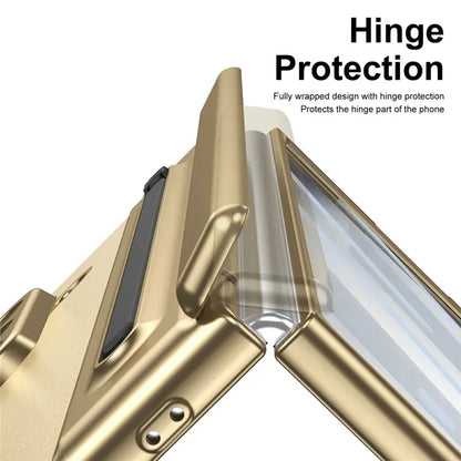 Samsung Galaxy Z Fold7 Plating Leather Case with Stylus & Glass Protection