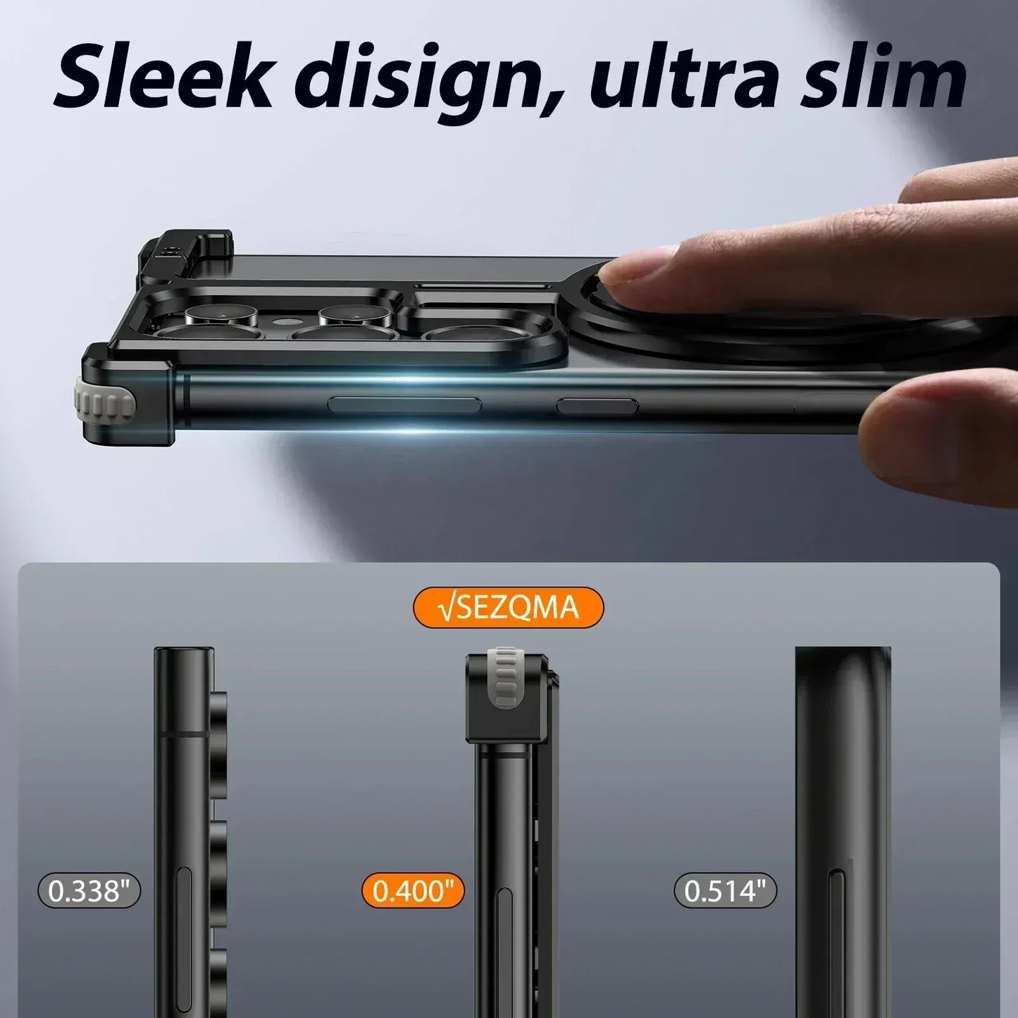 Samsung Galaxy 24 Ultra Metal Bumper Case with 360° Rotatable Magnetic Kickstand Ring