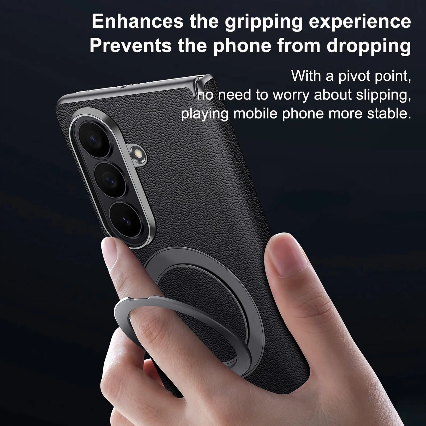 Samsung Z Fold8 Ultra SULADA Leather Case, S-View Window Magnetic Ring Holder Kickstand Cover with Magsafe