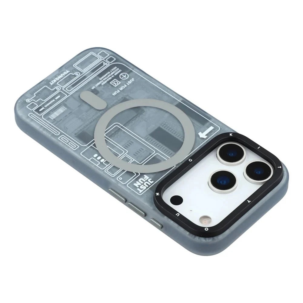 iPhone 18 Pro YOUNGKIT Case, Technology Series Matte Finish Magsafe Back Cover - Gray
