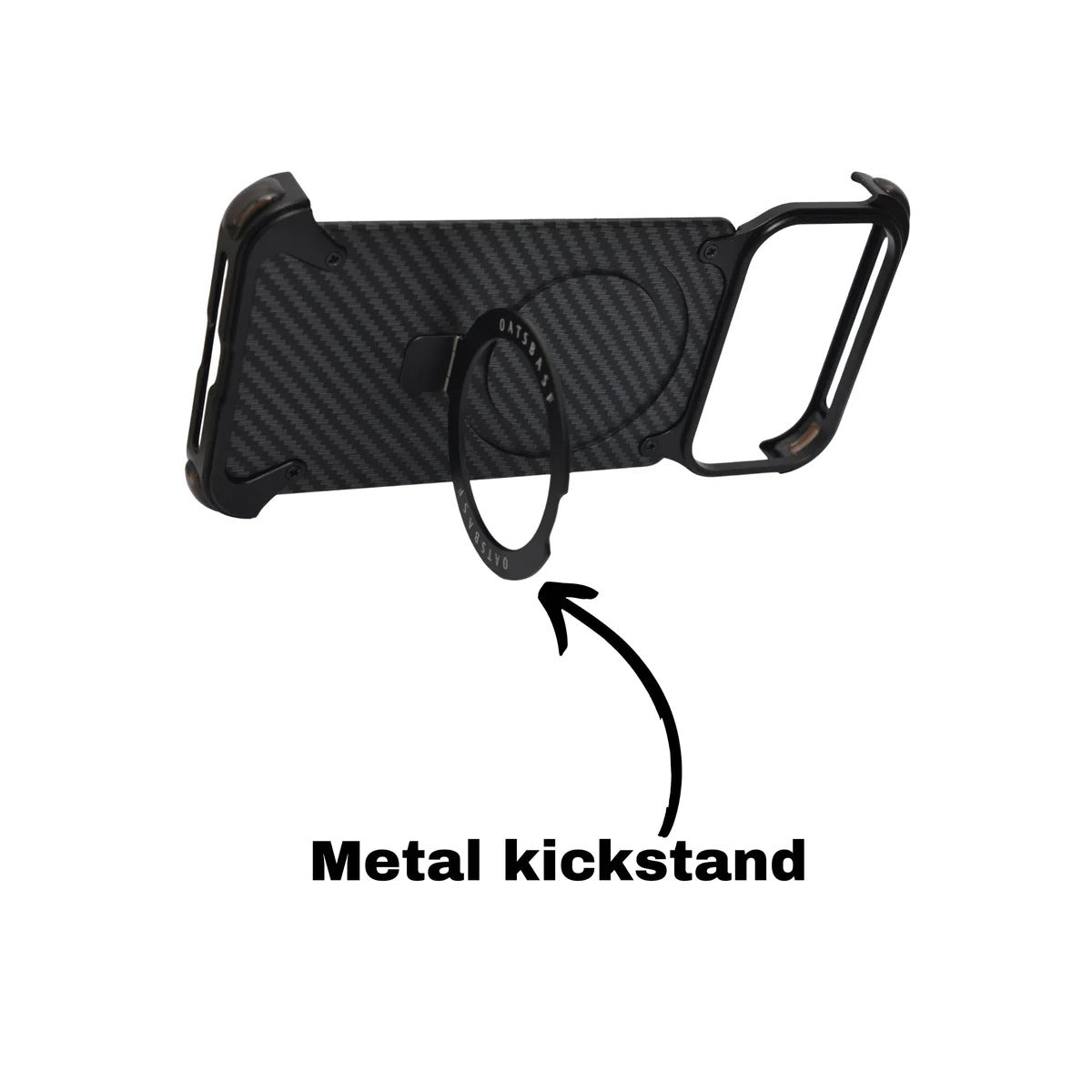 iPhone 17 Pro Max Metal Carbon Case with Stand and Magsafe - Black